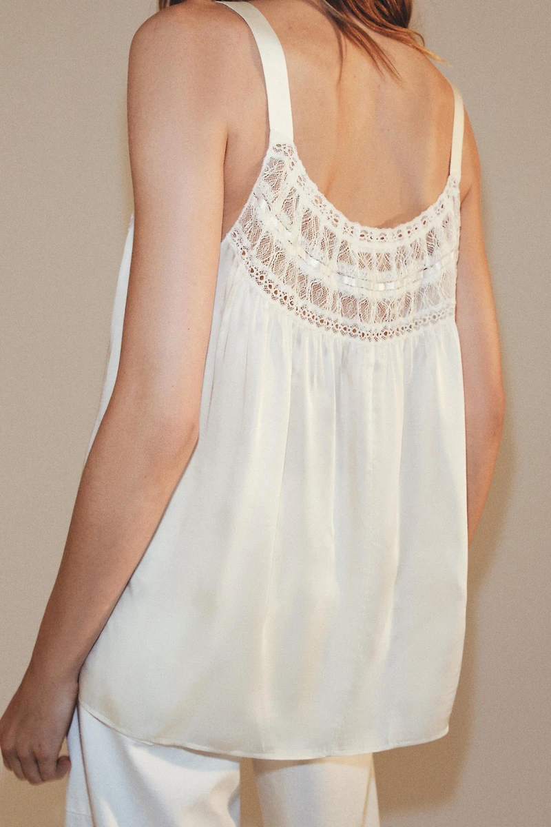 ZW COLLECTION LACE SATIN EFFECT TOP