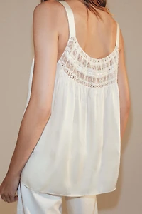 ZW COLLECTION LACE SATIN EFFECT TOP