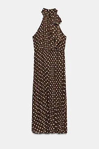 TIED POLKA DOT MIDI DRESS