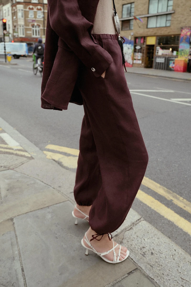 PANTALON BOUFFANT EN LIN