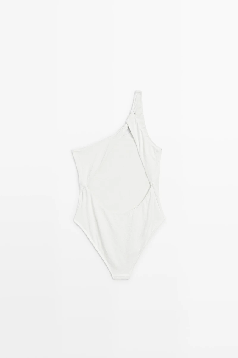 Textured asymmetric swimsuit