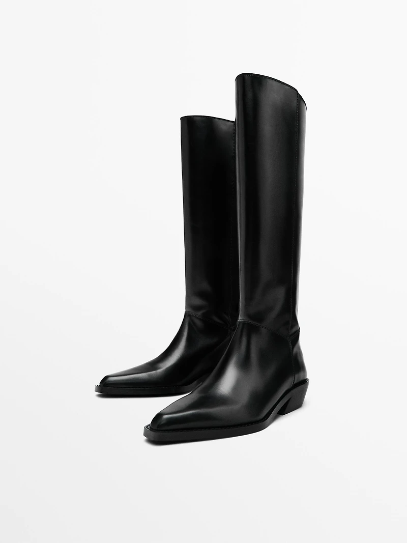 Leather cowboy boots