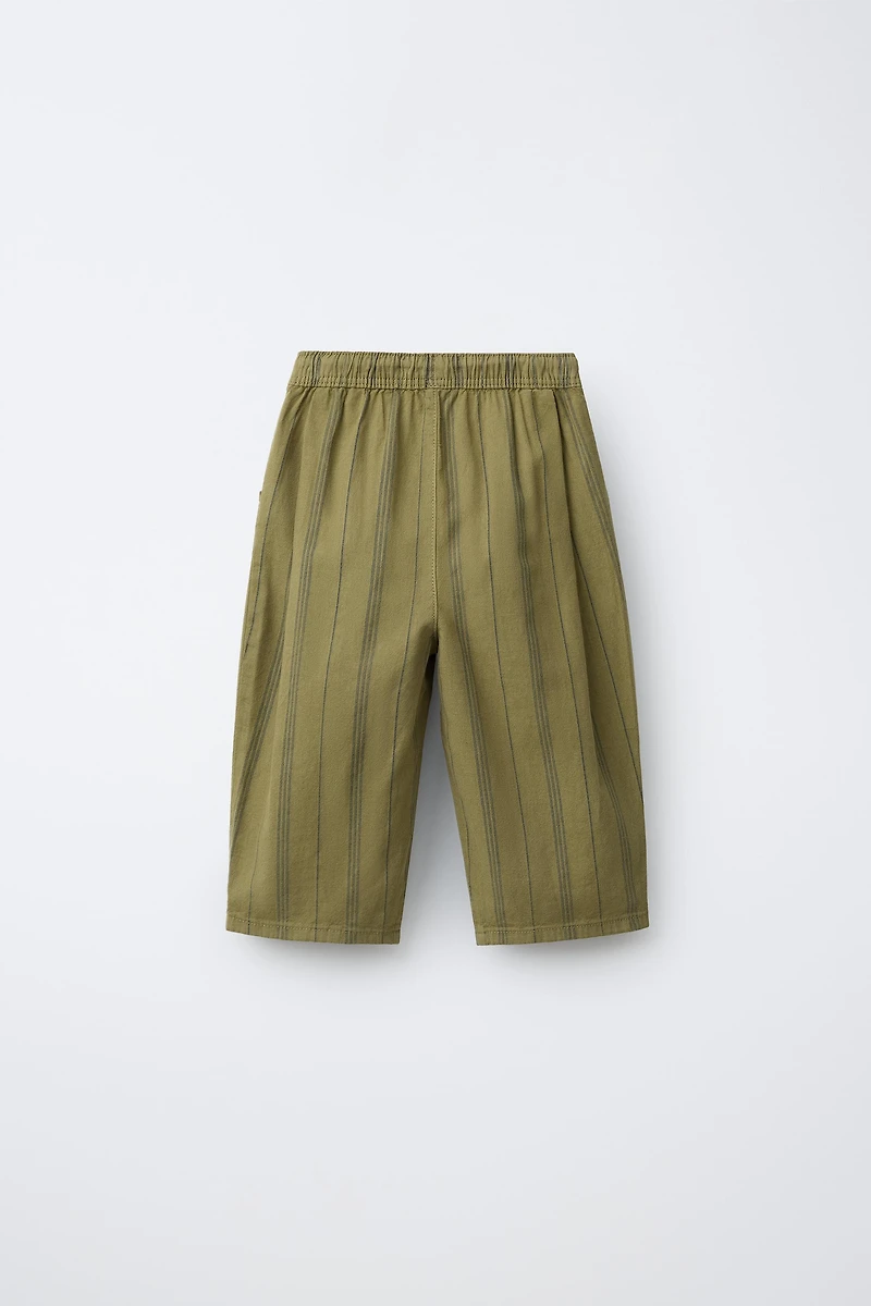 STRIPED COTTON LINEN PANTS