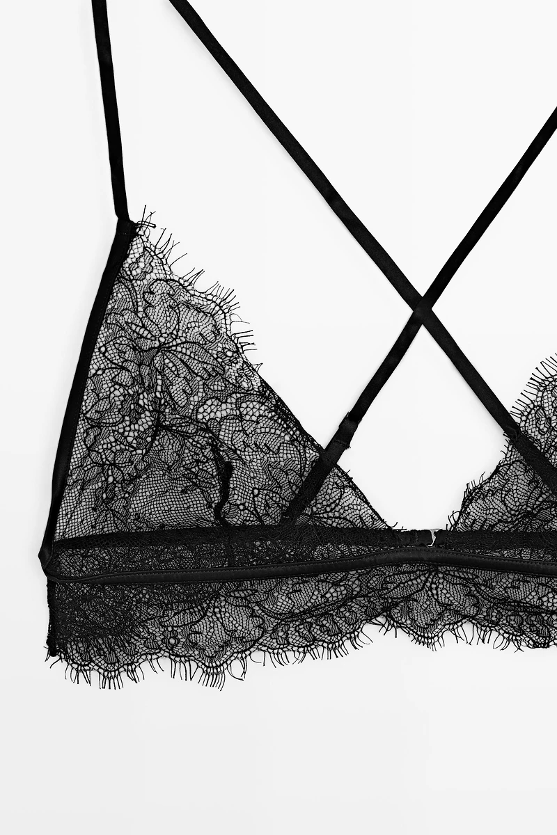 Bralette dentelle détail bas ondulé
