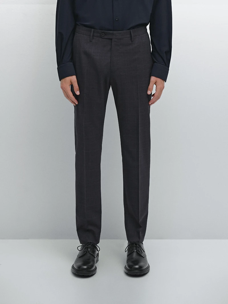 Pantalon de costume à carreaux 100 % laine