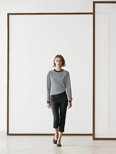 Striped cotton and silk knit sweater
