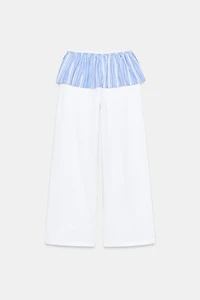 STRAIGHT LEG RUFFLE PANTS