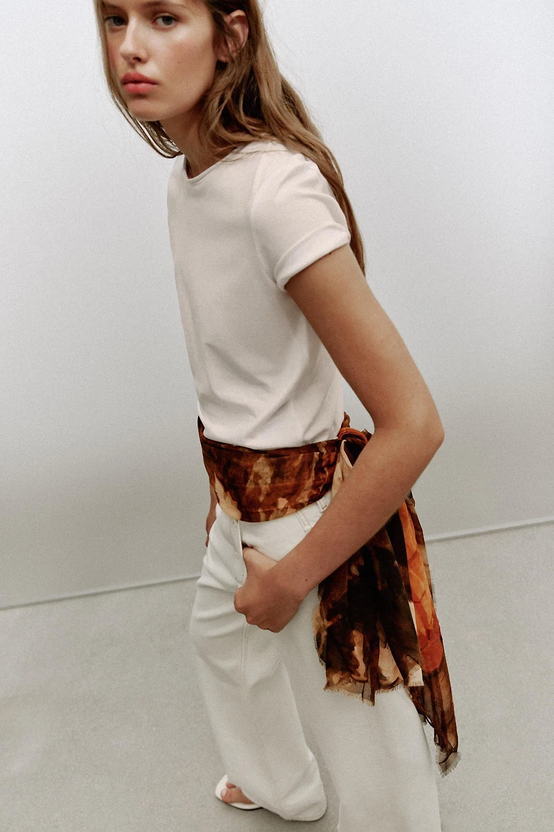 BUTTERFLY PRINT MODAL SILK SCARF