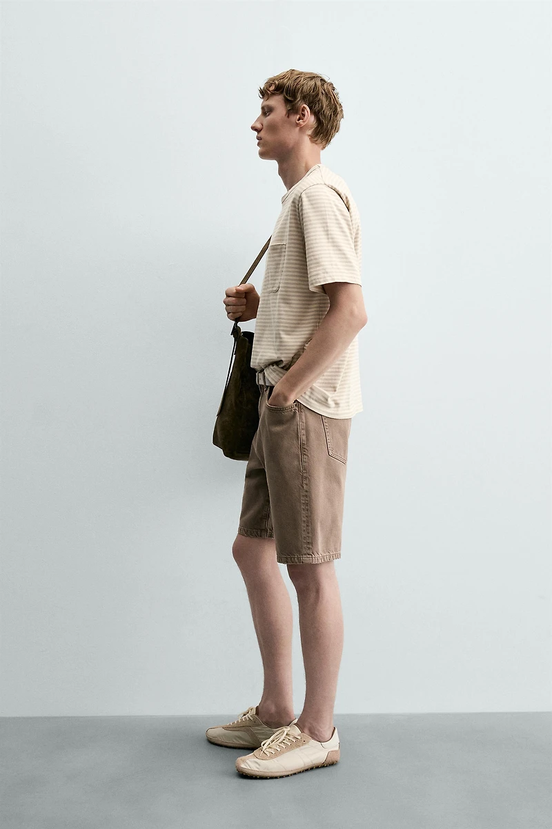 STRIPED JACQUARD POCKET T-SHIRT