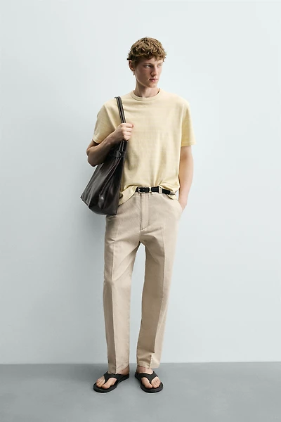 PANTALON CHINO STRAIGHT FIT COTON/LIN