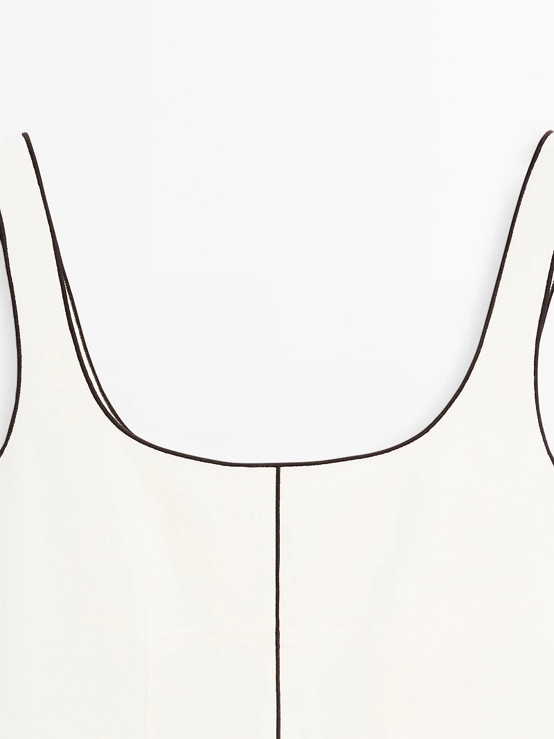 Linen mini dress with contrast trims