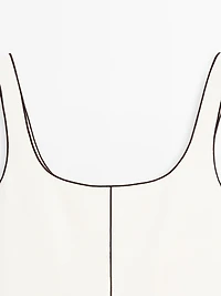 Linen mini dress with contrast trims
