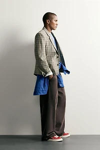 PLAID BOXY FIT BLAZER