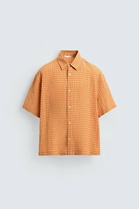 RELAXED FIT TEXTURED PLAID SHIRT