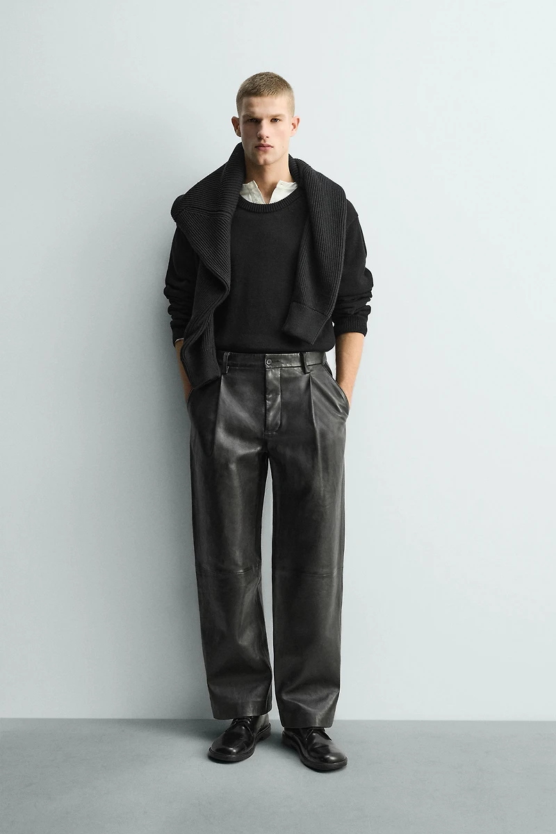 LEATHER STRAIGHT FIT PANTS