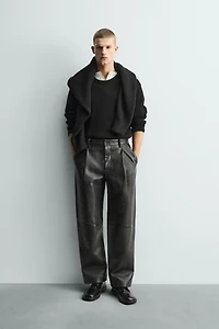 LEATHER STRAIGHT FIT PANTS