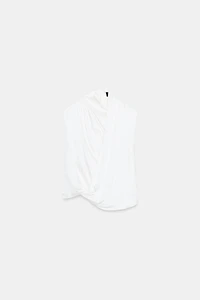 SATIN EFFECT WRAP TOP