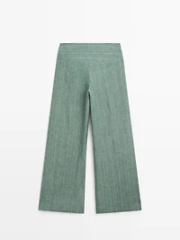 Striped flowing trousers with corset belt detail