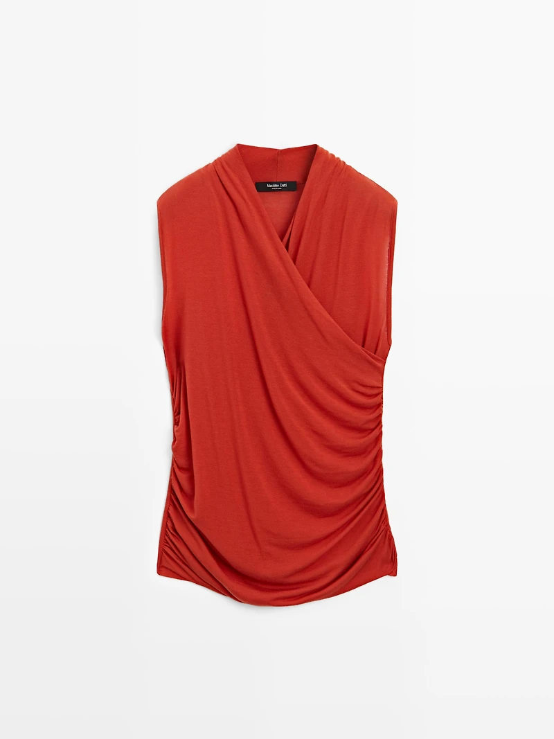 Top drapé cache-cœur