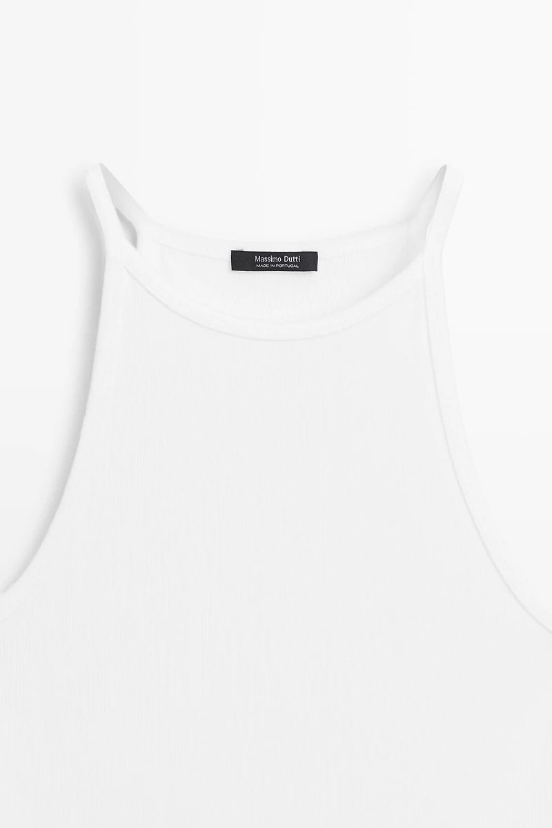 Top encolure américaine en coton mélangé