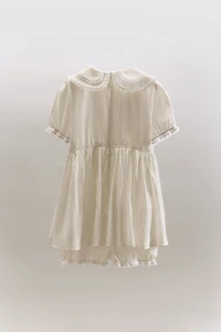 SWISS DOT PETER PAN COLLAR JUMPSUIT DRESS