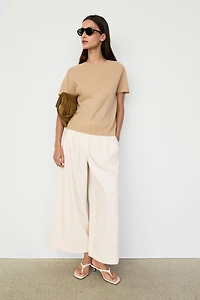 100% cashmere short sleeve knit sweater