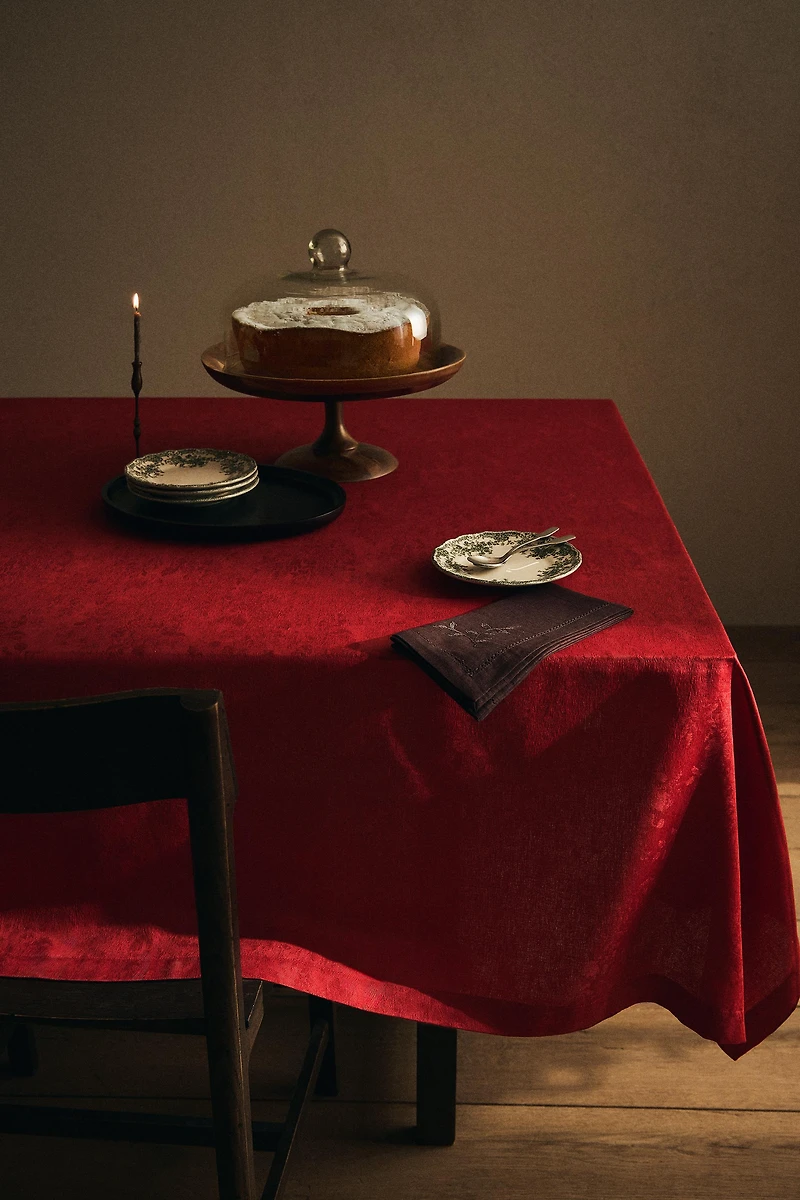 NAPPE COTON JACQUARD BRANCHES NOËL