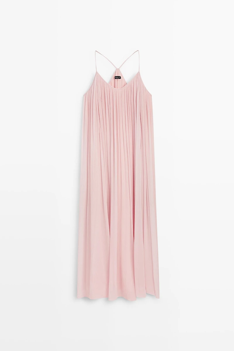 Flowing pleated spaghetti strap dress