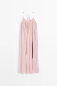 Flowing pleated spaghetti strap dress