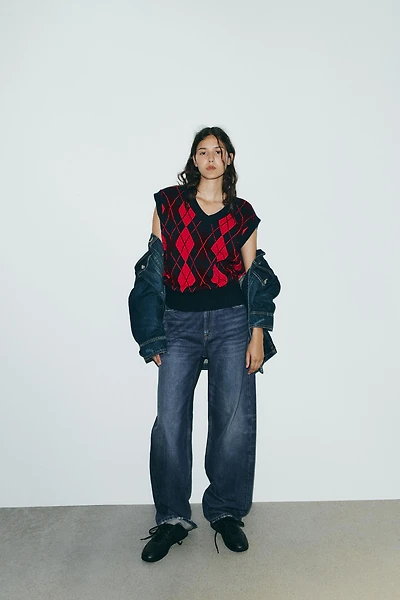 GILET OVERSIZE EN MAILLE LOSANGES