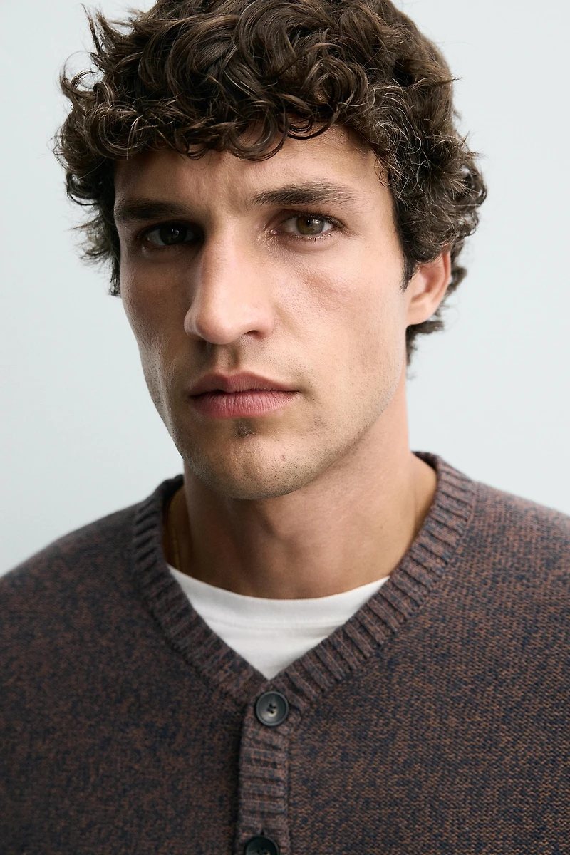 BUTTON-NECK SWEATER