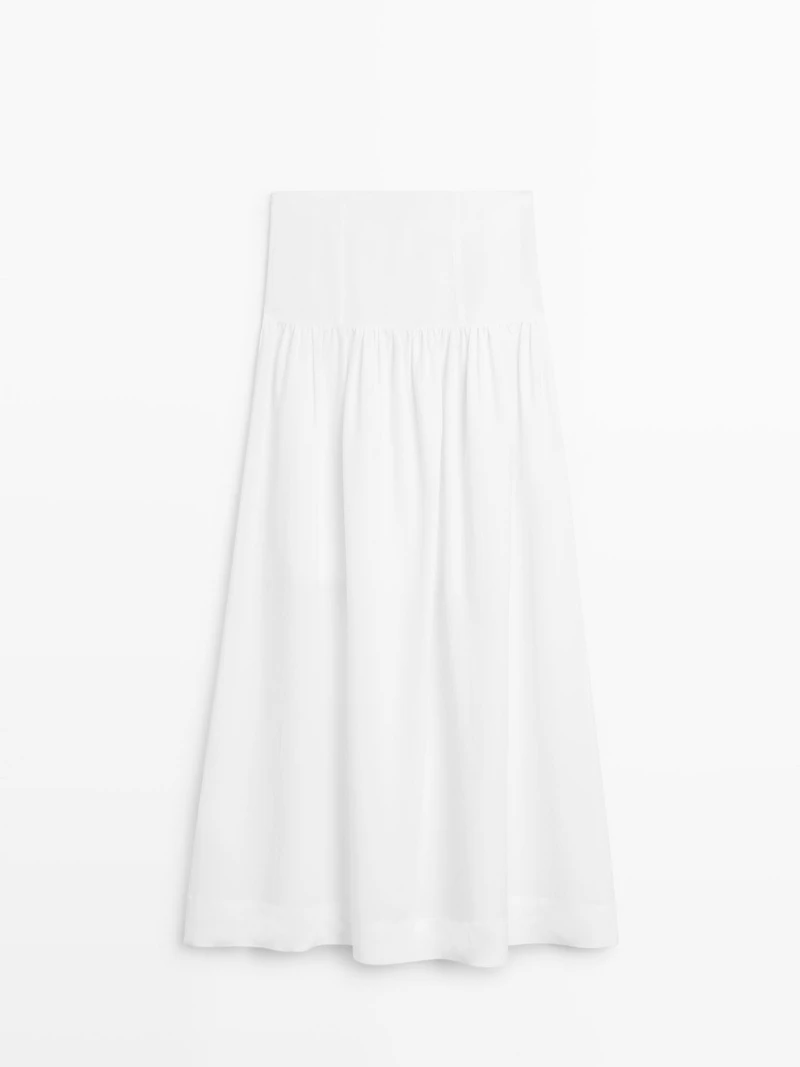 Midi skirt with yoke detail