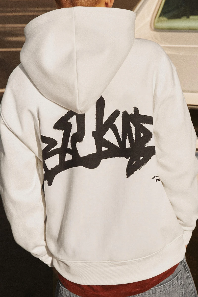 EMBROIDERED TEXT HOODIE