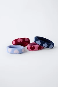 FOUR-PACK OF HEART SCRUNCHIES