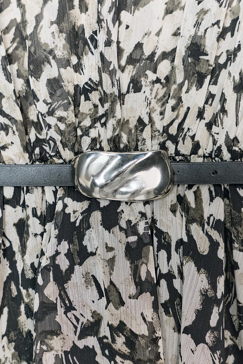 BELTED PRINTED MINI DRESS