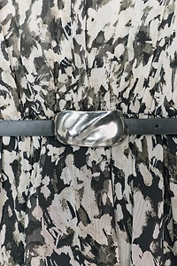 BELTED PRINTED MINI DRESS
