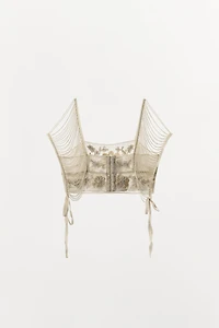 BEADED EMBROIDERED FRINGE TOP