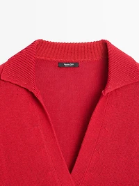 Flowing knit polo sweater