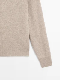 Wool blend knit sweater with high neck