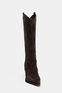 SPLIT LEATHER HEELED BOOTS