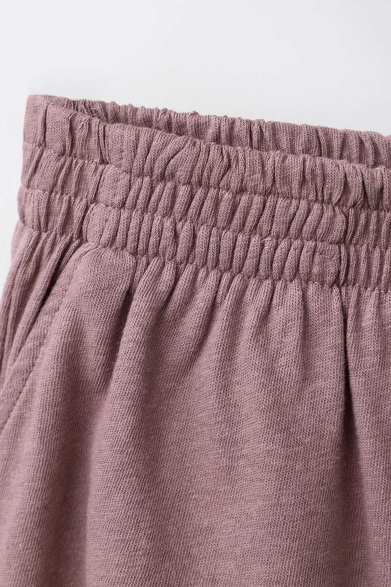 COTTON LINEN BLEND TOP AND SHORTS SET