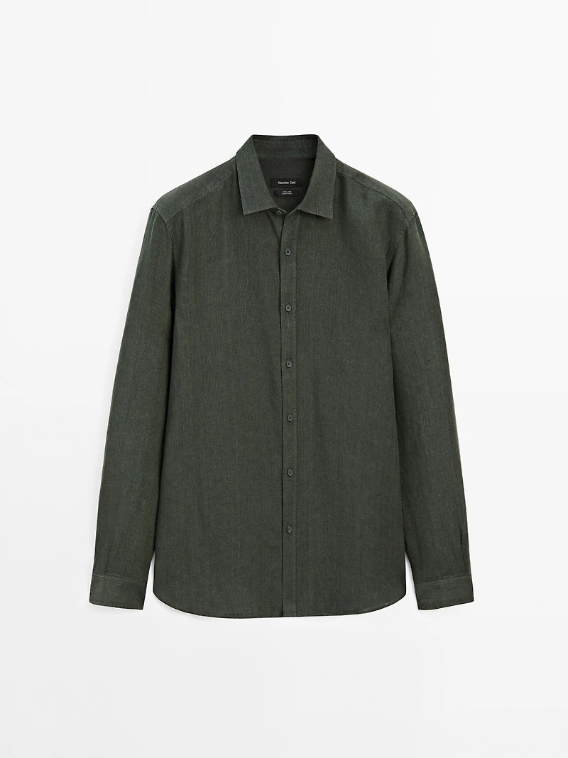 Regular fit faded linen shirt