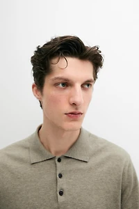 Cotton knit polo sweater
