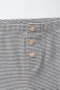 STRIPED RIBBED LEGGINGS WITH BUTTONS