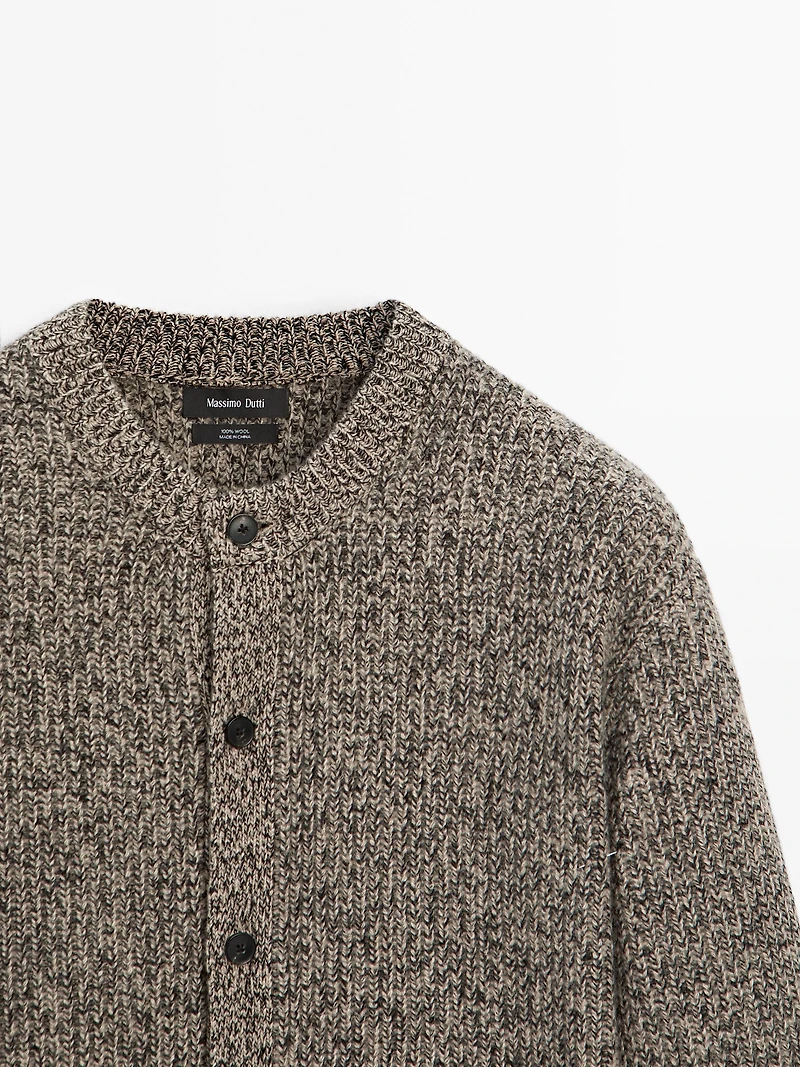 Cardigan en maille chinée 100 % laine