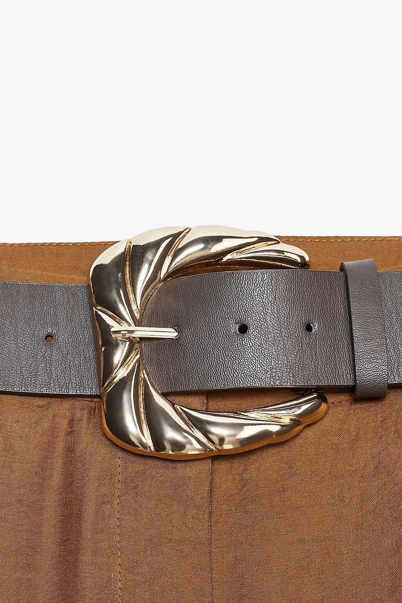 PANTALON LARGE SATINÉ CEINTURE