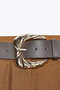 PANTALON LARGE SATINÉ CEINTURE