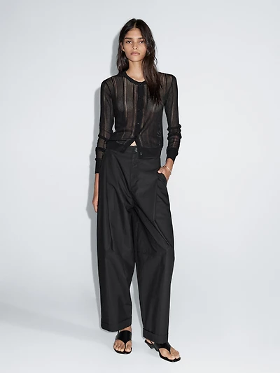 Barrel fit trousers with turn-up detail