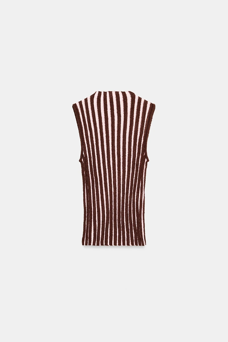 SLEEVELESS STRIPED TEXTURED TOP
