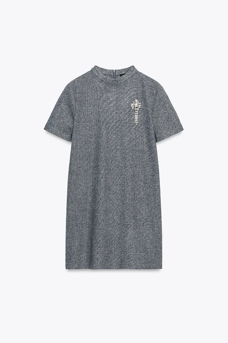 JEWELED APPLIQUÉ SHEATH DRESS